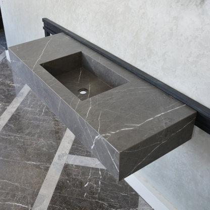 Handcrafted Pietra Grey Engineered Porcelain Sink - Installation Ready