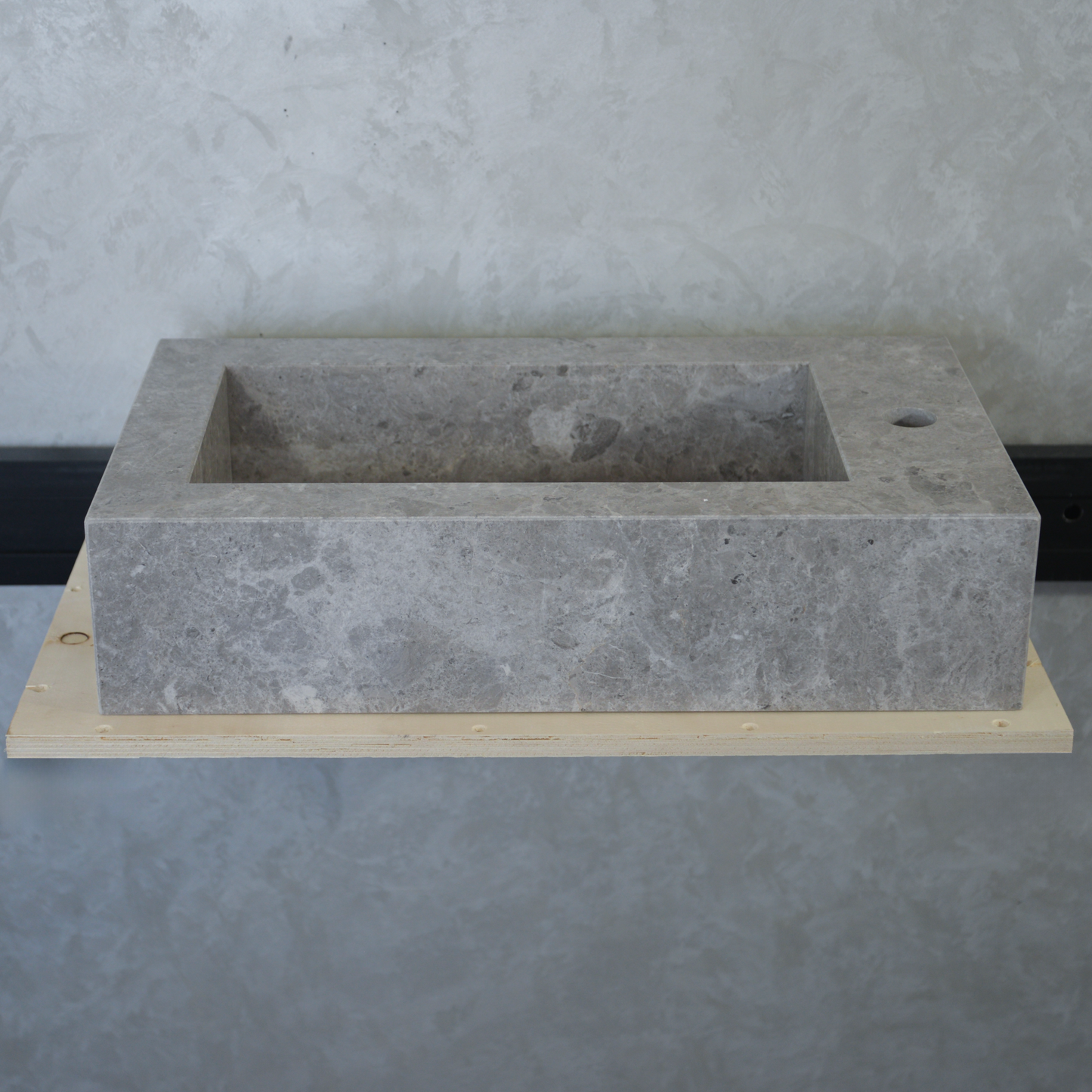 Handcrafted Tundra Grey Marble Double Basin Sink - Polished Finish