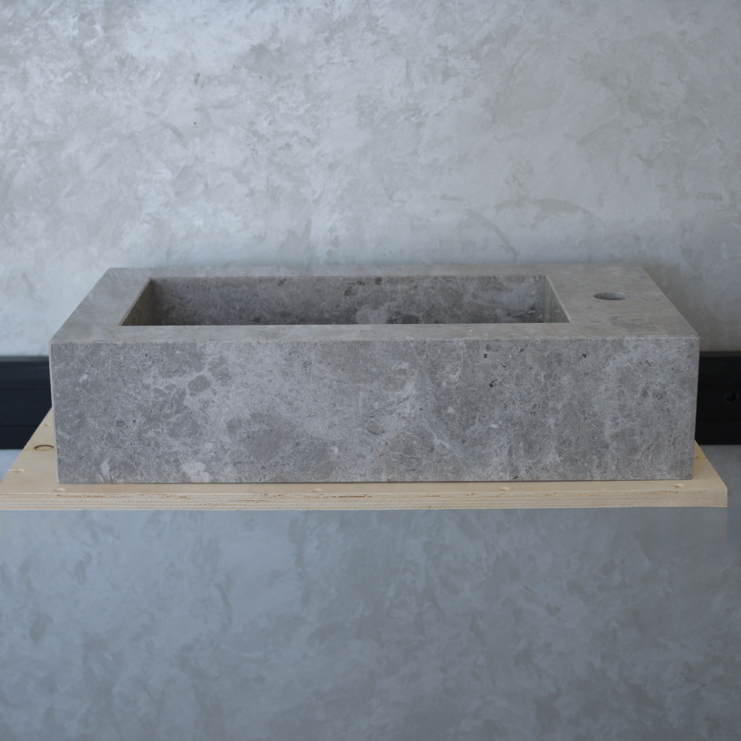 Handcrafted Tundra Grey Marble Double Basin Sink - Polished Finish