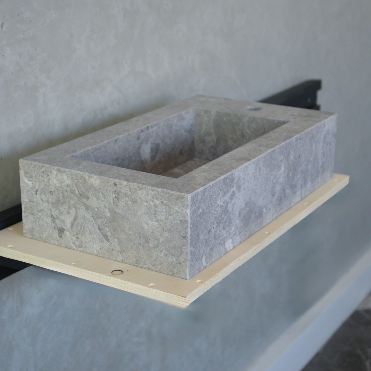 Handcrafted Tundra Grey Marble Double Basin Sink - Polished Finish