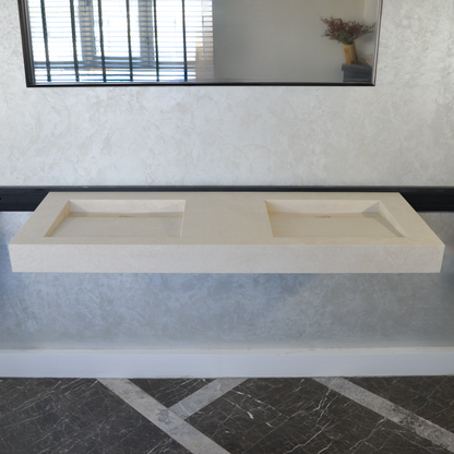 Handcrafted Engineered Porcelain Double Sink Chianca Di Ostuni