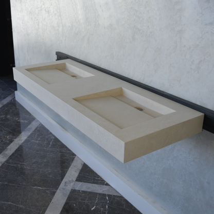 Handcrafted Engineered Porcelain Double Sink Chianca Di Ostuni