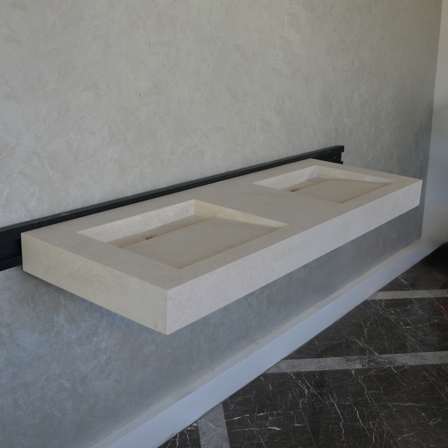 Handcrafted Engineered Porcelain Double Sink Chianca Di Ostuni