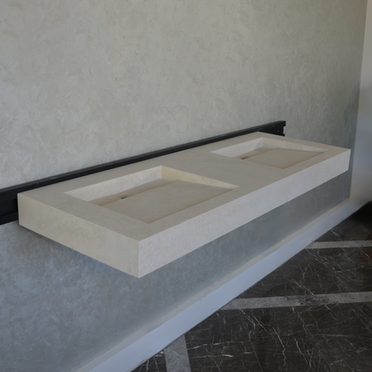 Handcrafted Engineered Porcelain Double Sink Chianca Di Ostuni