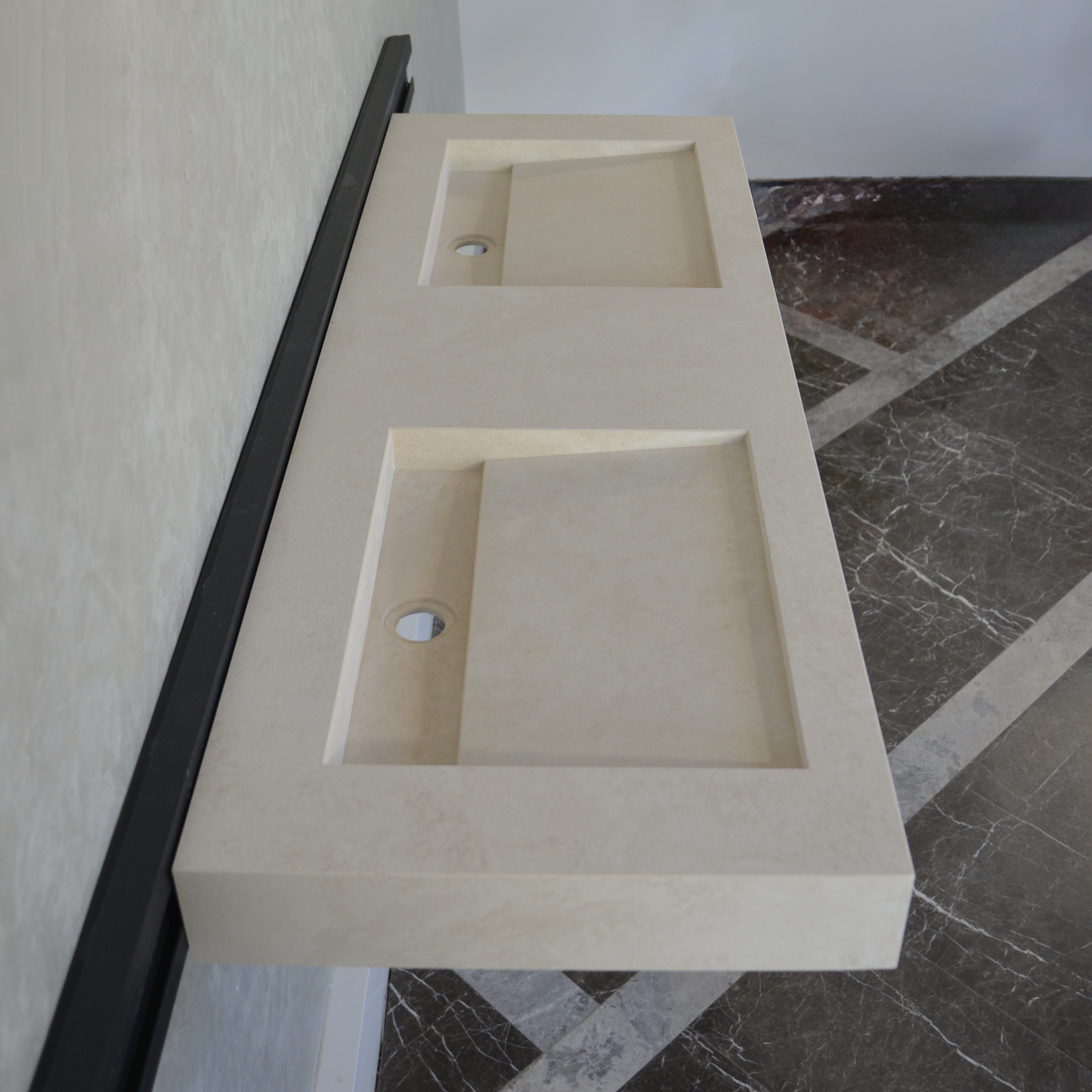 Handcrafted Engineered Porcelain Double Sink Chianca Di Ostuni