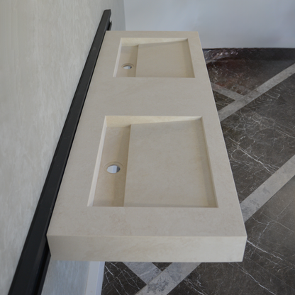 Handcrafted Engineered Porcelain Double Sink Chianca Di Ostuni