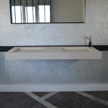 Handcrafted Engineered Porcelain Double Sink Chianca Di Ostuni