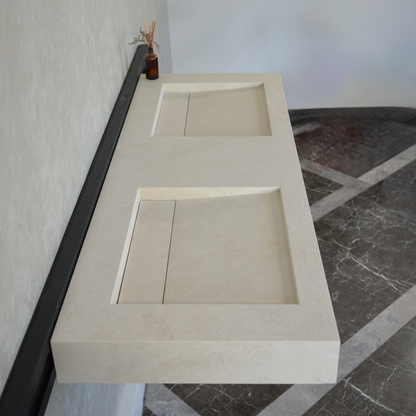 Handcrafted Engineered Porcelain Double Sink Chianca Di Ostuni
