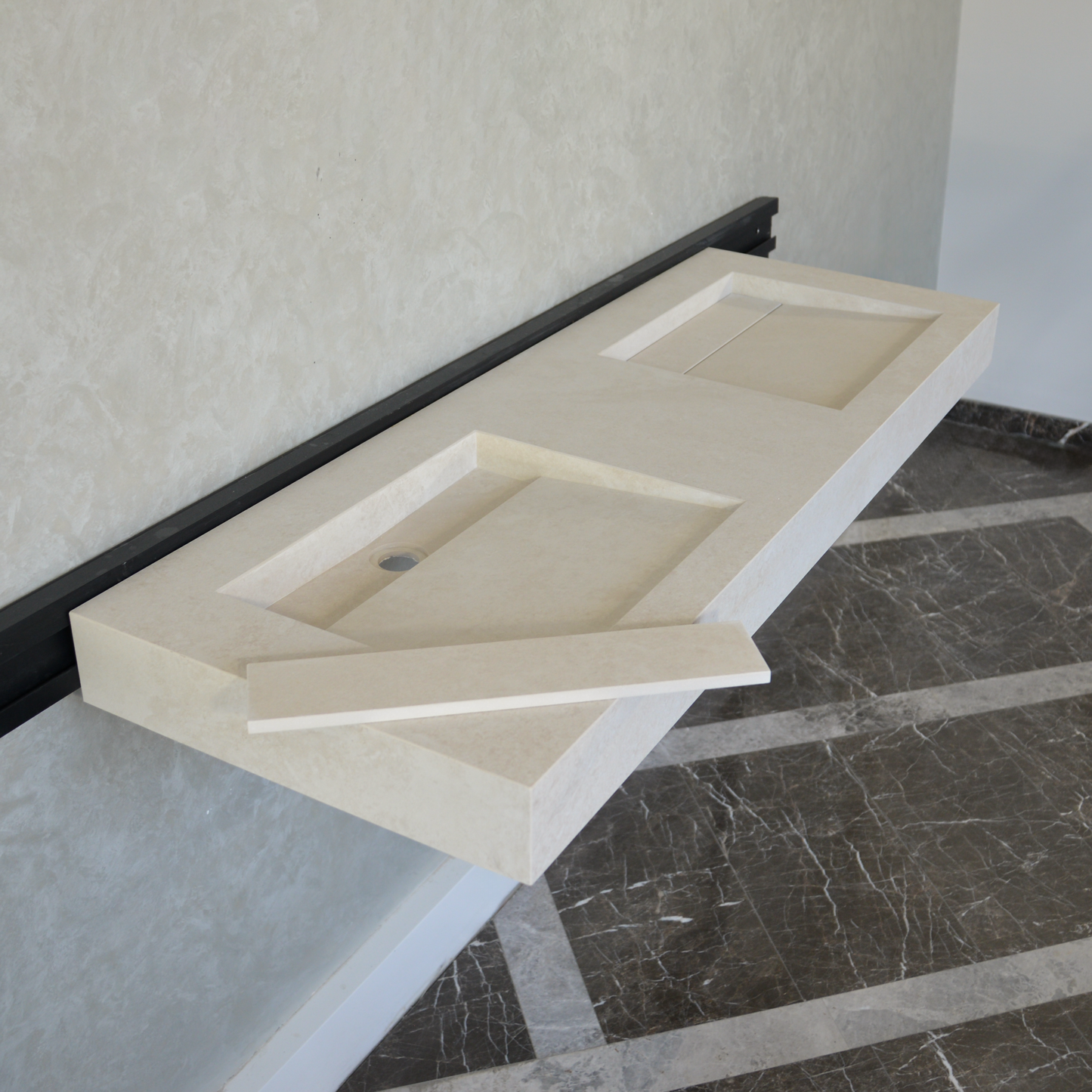 Handcrafted Engineered Porcelain Double Sink Chianca Di Ostuni