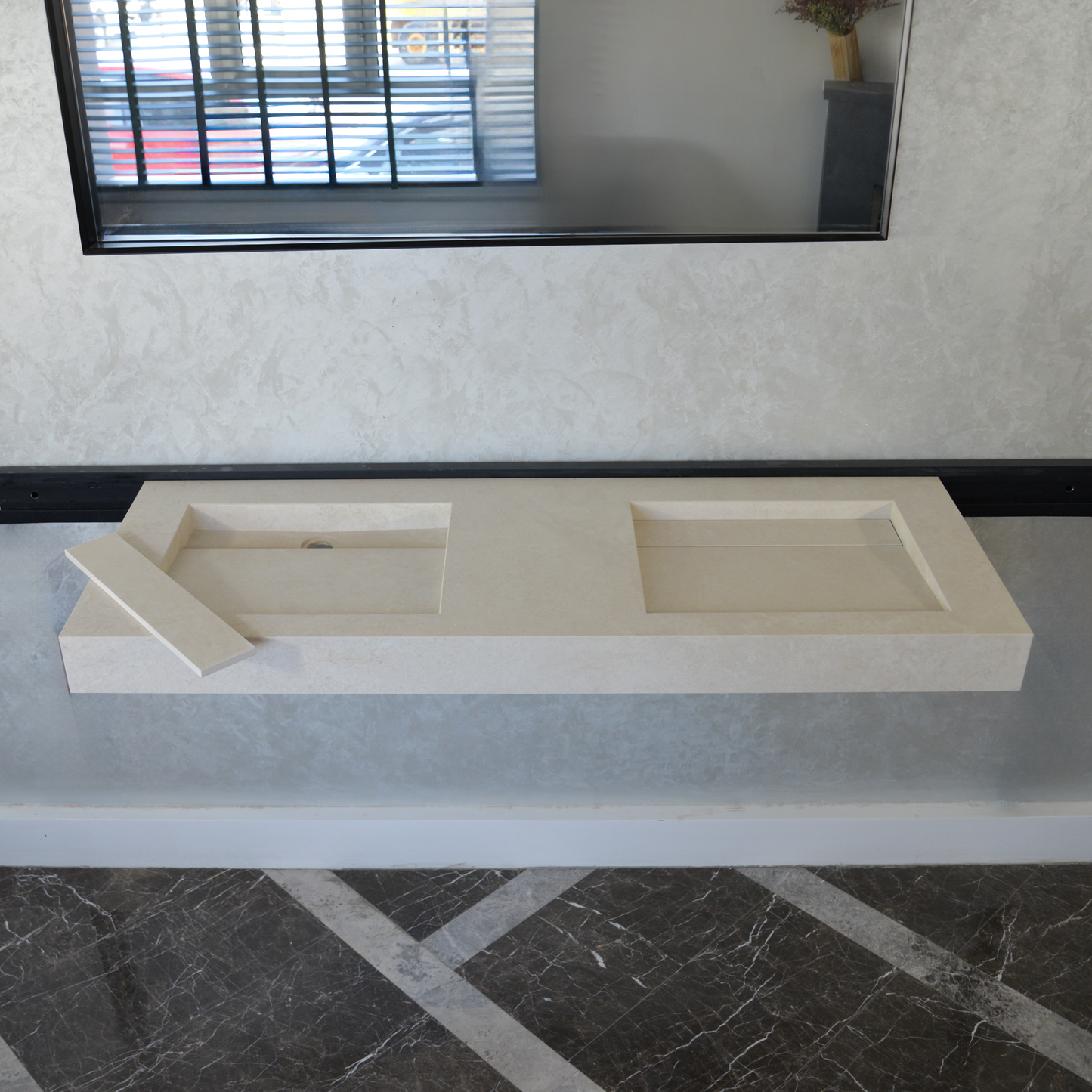 Handcrafted Engineered Porcelain Double Sink Chianca Di Ostuni