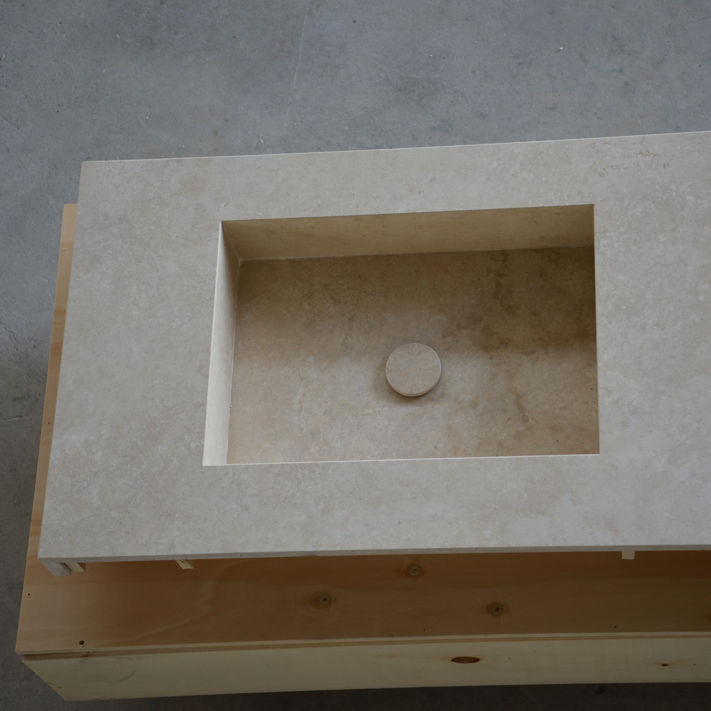 Travertine Double Vanity Sink 72 x 23 - Handcrafted Natural Stone
