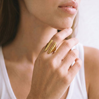 Brass Double Bar Adjustable Ring | Sema