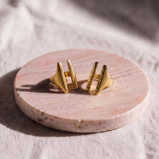 Brass Double Bar Adjustable Ring | Sema