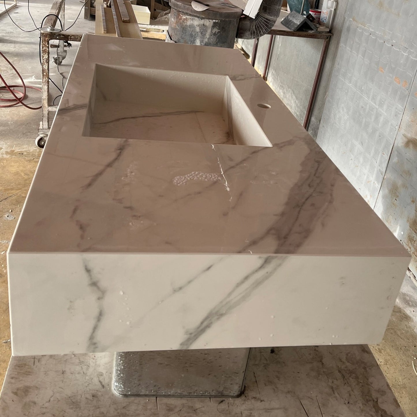 Handcrafted Extra Statuario Italian Engineered Porcelain Kitchen Sink