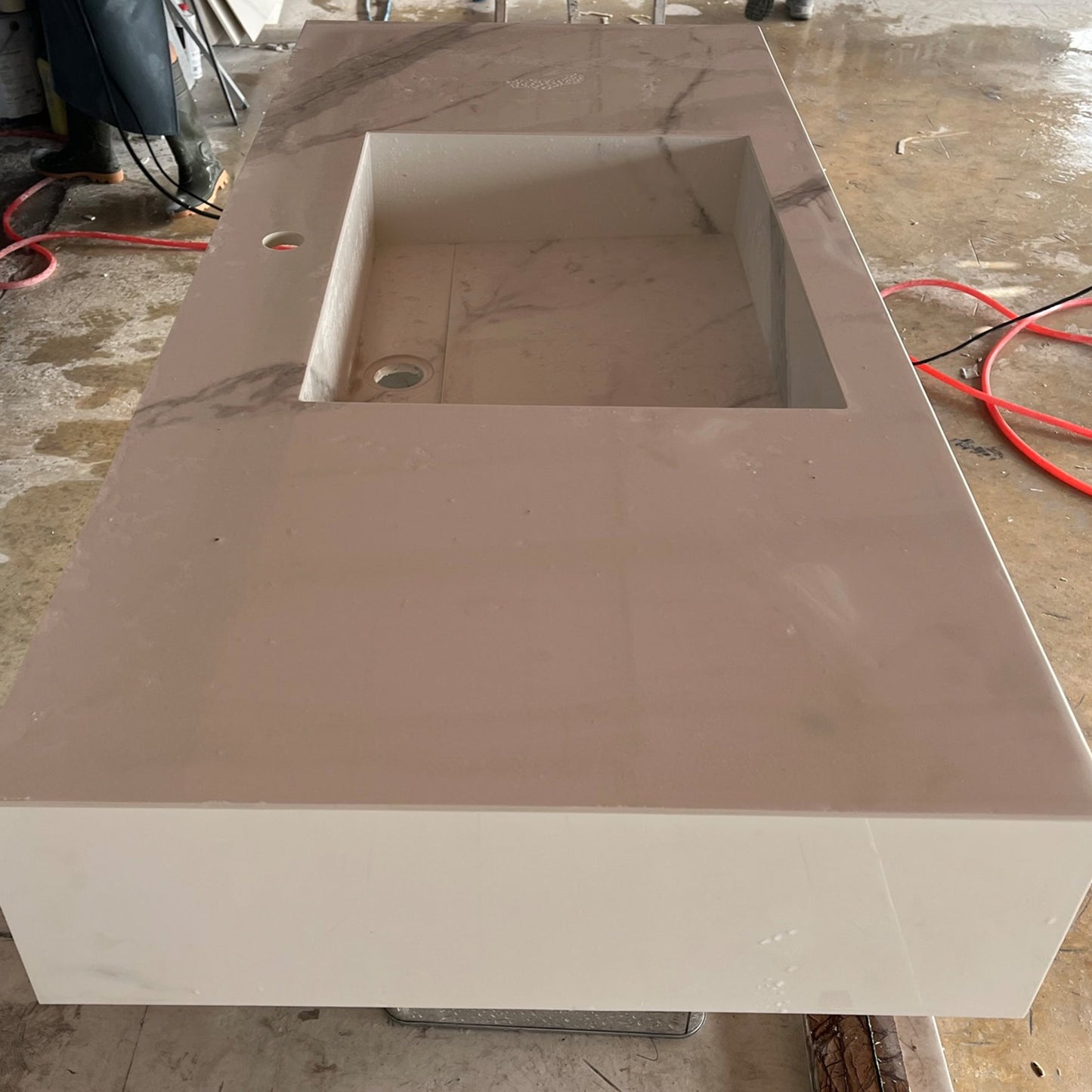 Handcrafted Extra Statuario Italian Engineered Porcelain Kitchen Sink