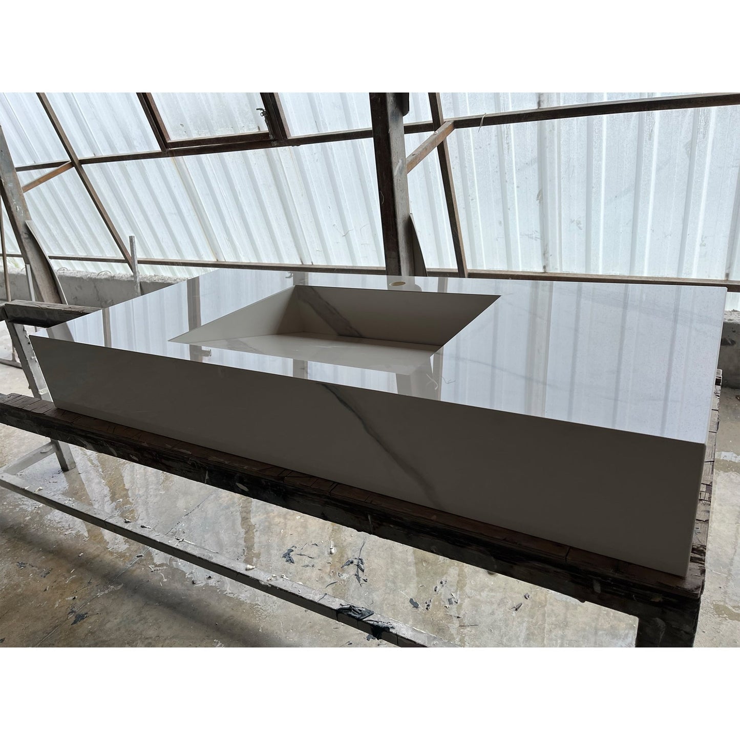Handcrafted Extra Statuario Italian Engineered Porcelain Kitchen Sink