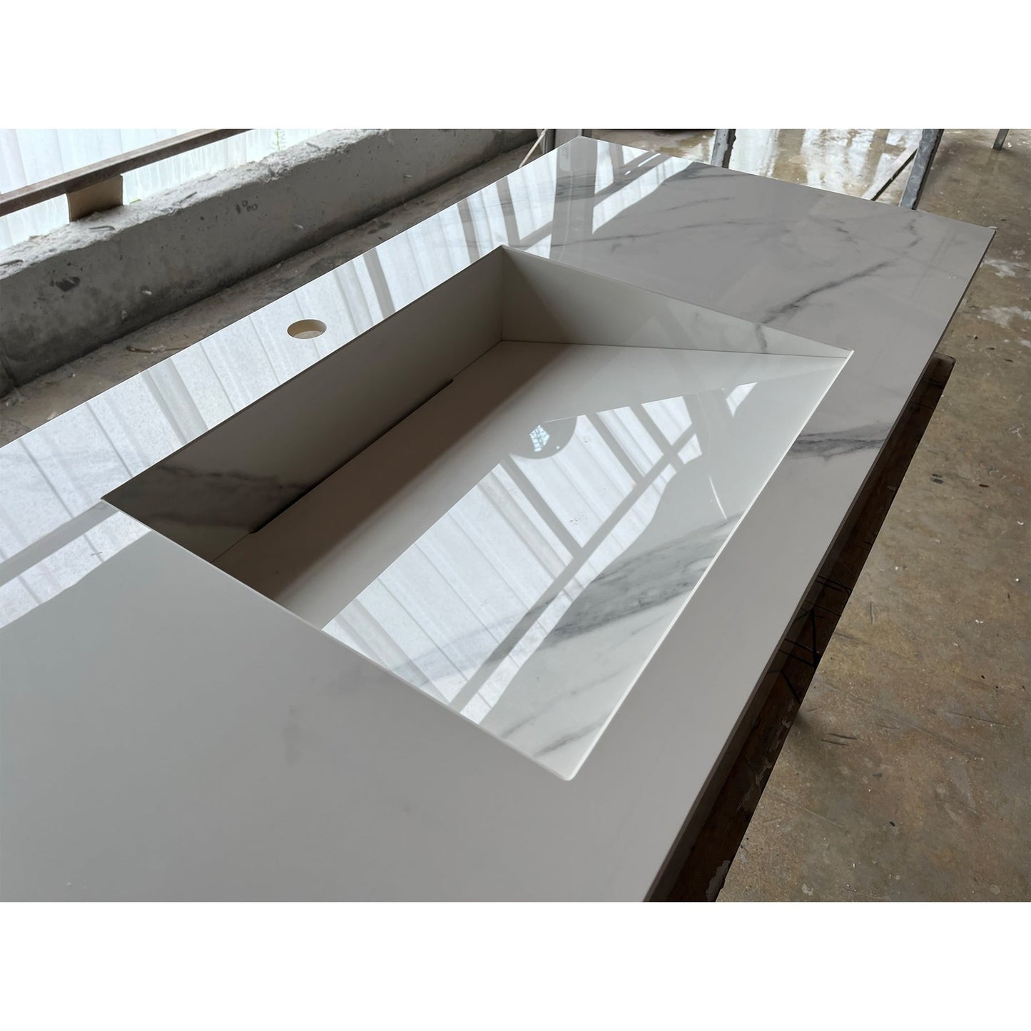 Handcrafted Extra Statuario Italian Engineered Porcelain Kitchen Sink