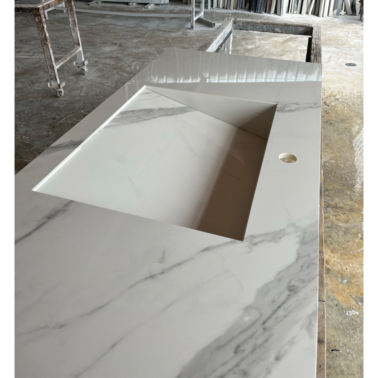 Handcrafted Extra Statuario Italian Engineered Porcelain Kitchen Sink