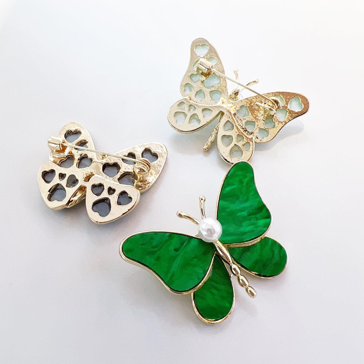 Fashion Butterfly Brooch Set – 3-Piece Elegant Pin Accessories