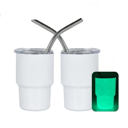 3oz Sublimation Glow In Dark shot glass Tumbler double insulated with stainless straw