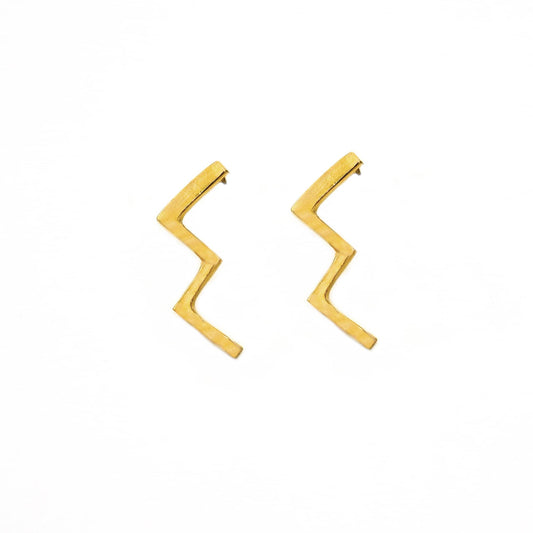 Brass Zig-Zag Post Earrings for Women | Taji
