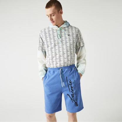 Lacoste Men's Signature Print Cotton Fleece Shorts