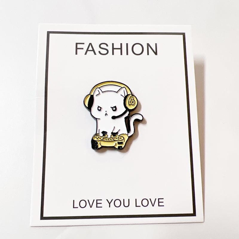 Gamer Cat Enamel Pin for Jackets, Bags, and Cat Lovers