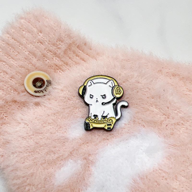 Gamer Cat Enamel Pin for Jackets, Bags, and Cat Lovers