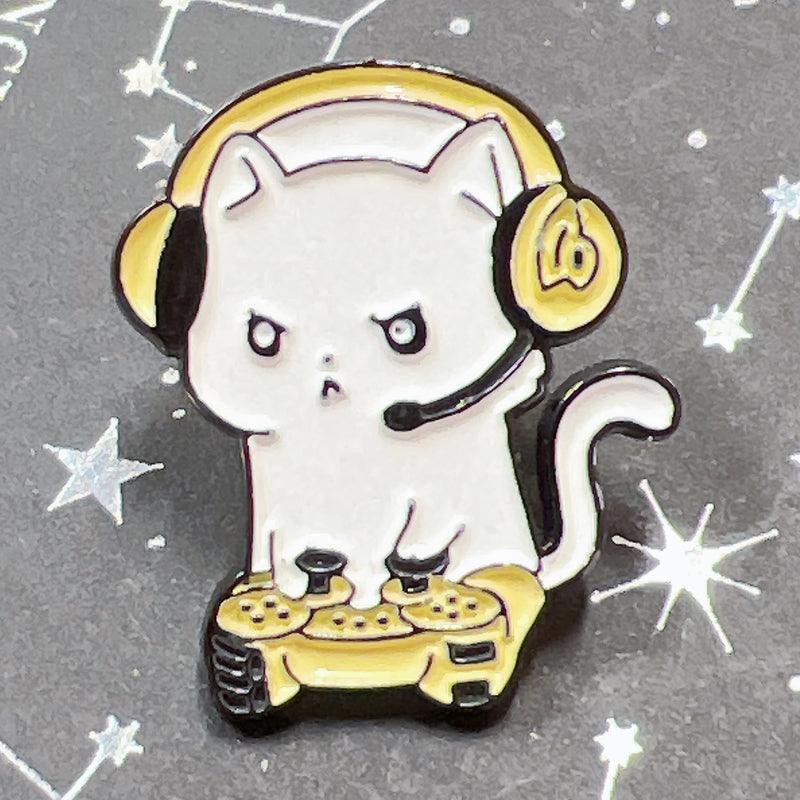 Gamer Cat Enamel Pin for Jackets, Bags, and Cat Lovers