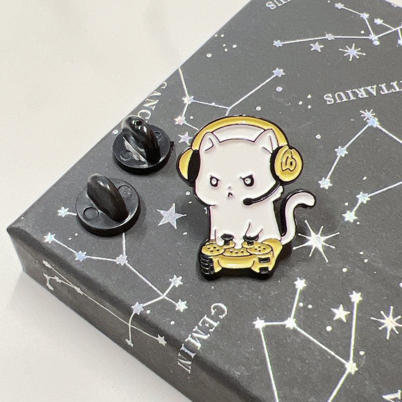 Gamer Cat Enamel Pin for Jackets, Bags, and Cat Lovers