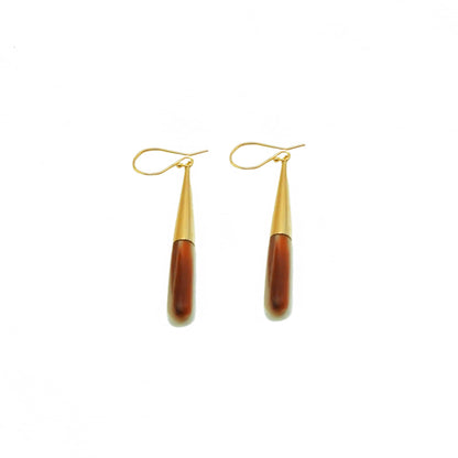 Brass & Horn Teardrop Dangle Earrings | Guru