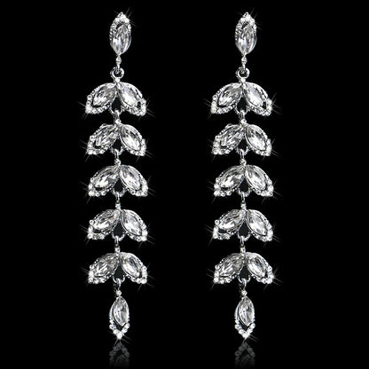 TREAZY Fashion Crystal Wedding Drop Earrings for Women Silver Color Bridal Dangle Earrings Brides Gifts Birthday Party Jewelry