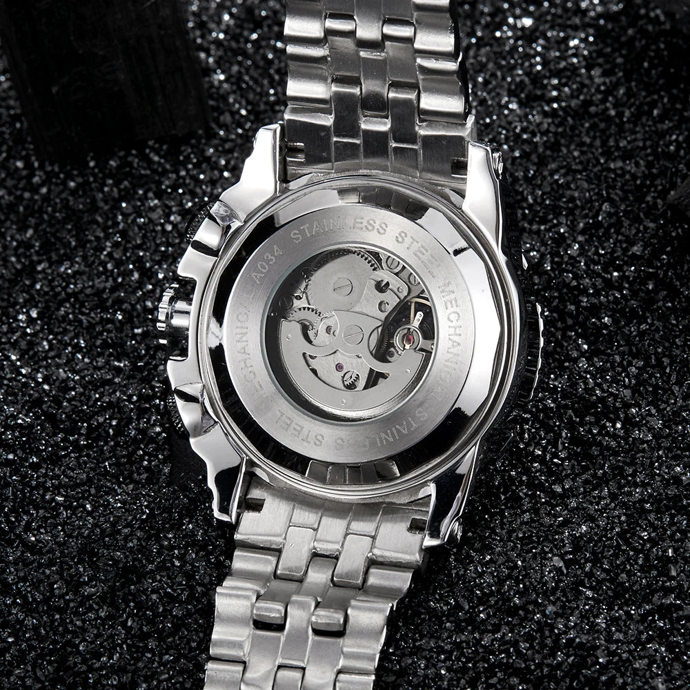 Big Dial Automatic Mechanical Watch Men Stainless Steel Bracelet Russia Brazil Wrist Watches Mens Luxury Gold Silver Wristwatch