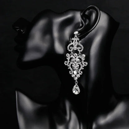 TREAZY Fashion Crystal Wedding Drop Earrings for Women Silver Color Bridal Dangle Earrings Brides Gifts Birthday Party Jewelry