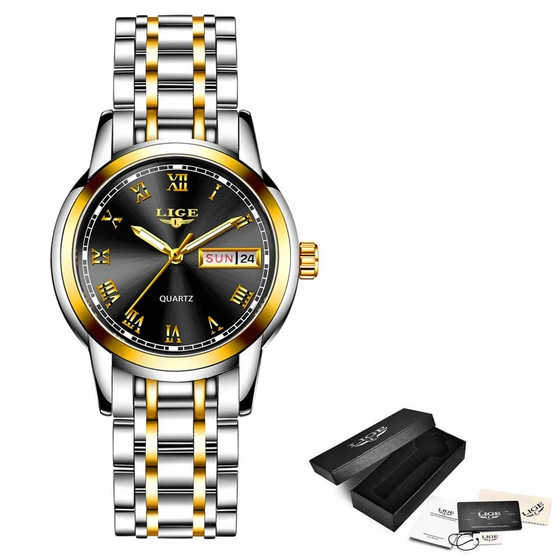 Women's Roman Numeral Day-Date Bracelet Watch