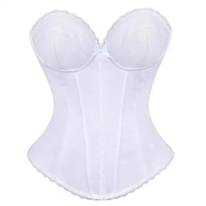 Sexy Straps Halter Overbust Corset Lingerie Top Wedding Black/White Cotton with Cup Body shaper Hot Corset Bustier Underwear