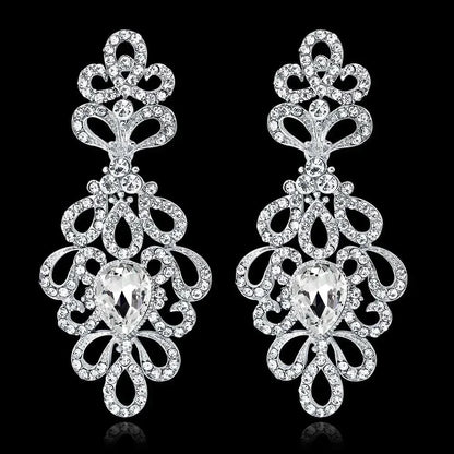 TREAZY Fashion Crystal Wedding Drop Earrings for Women Silver Color Bridal Dangle Earrings Brides Gifts Birthday Party Jewelry