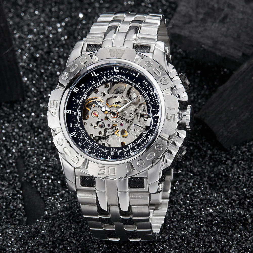 Big Dial Automatic Mechanical Watch Men Stainless Steel Bracelet Russia Brazil Wrist Watches Mens Luxury Gold Silver Wristwatch