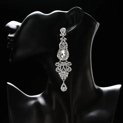 TREAZY Fashion Crystal Wedding Drop Earrings for Women Silver Color Bridal Dangle Earrings Brides Gifts Birthday Party Jewelry