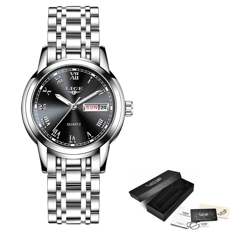 Women's Roman Numeral Day-Date Bracelet Watch