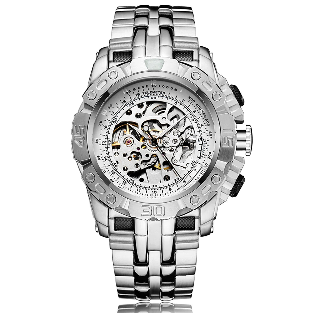 Big Dial Automatic Mechanical Watch Men Stainless Steel Bracelet Russia Brazil Wrist Watches Mens Luxury Gold Silver Wristwatch