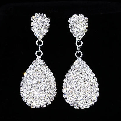 TREAZY Fashion Crystal Wedding Drop Earrings for Women Silver Color Bridal Dangle Earrings Brides Gifts Birthday Party Jewelry