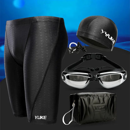 Men Swimming Shorts Waterproof Competition Swim Equipment Goggles with Ear-plug Cap Case Trunks Briefs Swimwear Half Pants 2026