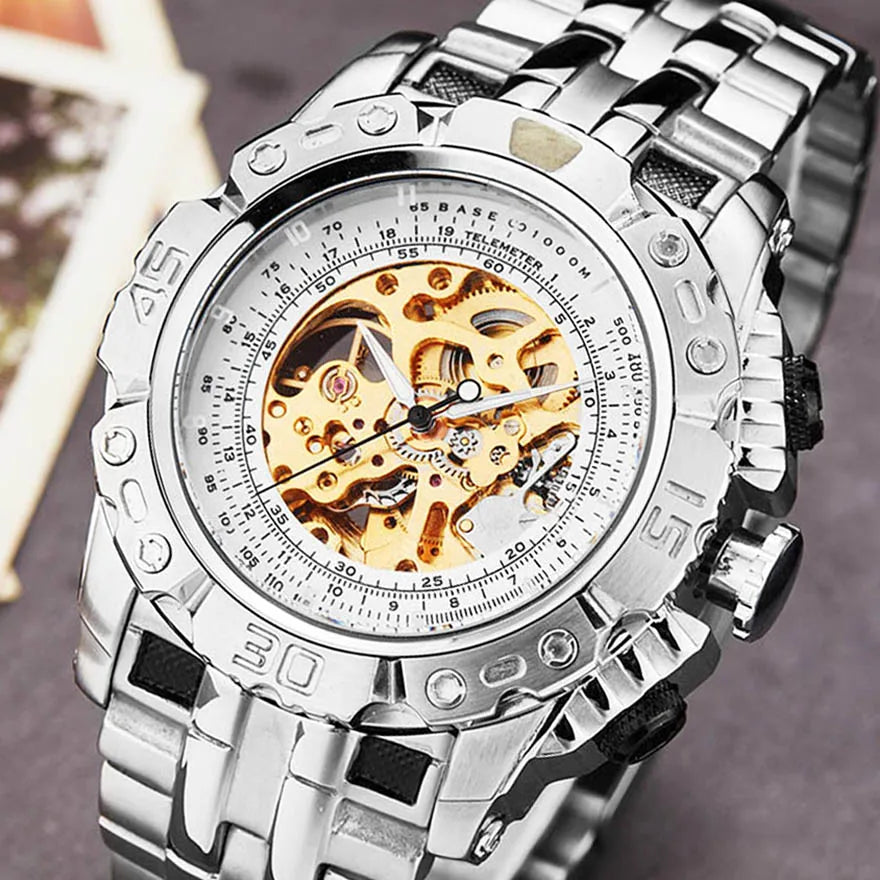 Big Dial Automatic Mechanical Watch Men Stainless Steel Bracelet Russia Brazil Wrist Watches Mens Luxury Gold Silver Wristwatch