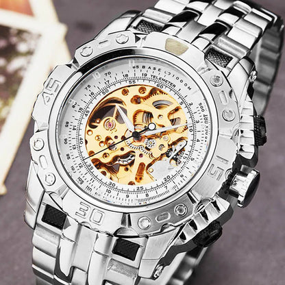 Big Dial Automatic Mechanical Watch Men Stainless Steel Bracelet Russia Brazil Wrist Watches Mens Luxury Gold Silver Wristwatch