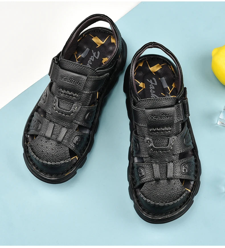 Genuine Leather Casual Shoes For Men High Quality Classic Men Sandals Summer Outdoor Walking Men Sneakers Breathable Men Sandals