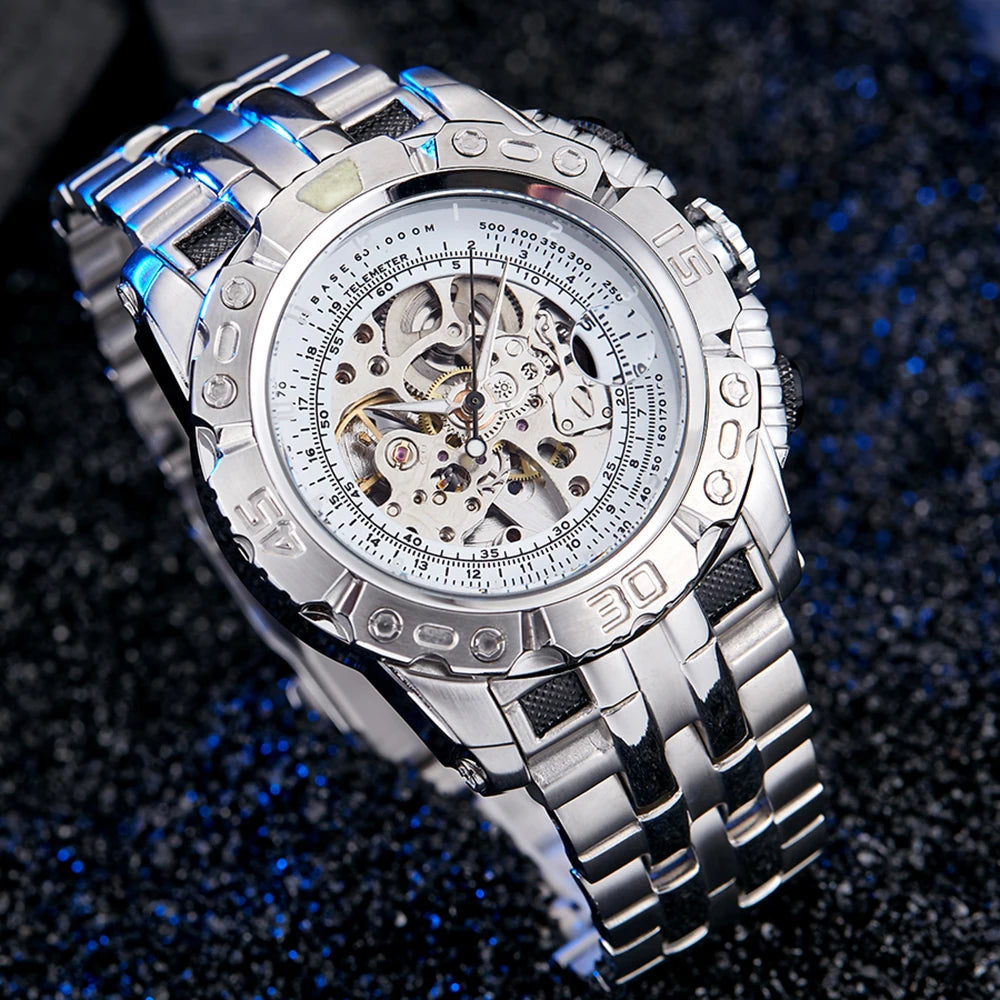 Big Dial Automatic Mechanical Watch Men Stainless Steel Bracelet Russia Brazil Wrist Watches Mens Luxury Gold Silver Wristwatch