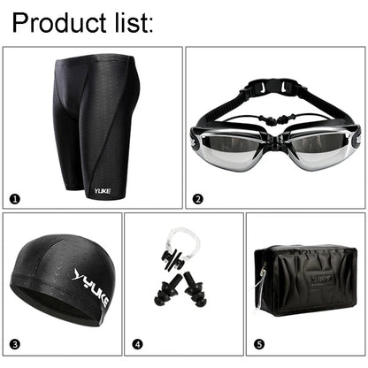 Men Swimming Shorts Waterproof Competition Swim Equipment Goggles with Ear-plug Cap Case Trunks Briefs Swimwear Half Pants 2026