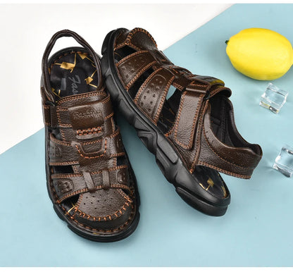 Genuine Leather Casual Shoes For Men High Quality Classic Men Sandals Summer Outdoor Walking Men Sneakers Breathable Men Sandals