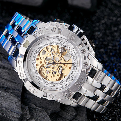 Big Dial Automatic Mechanical Watch Men Stainless Steel Bracelet Russia Brazil Wrist Watches Mens Luxury Gold Silver Wristwatch